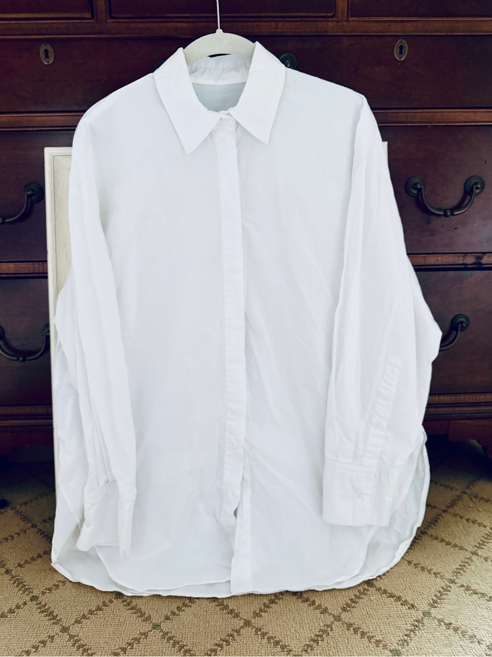 Zara oversized white cotton poplin button-up shirt XS - Picture 2 of 5